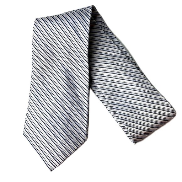 Calvin Klein Other - Calvin Klein Necktie Blue Grey All Silk Diagonal Stripe Men Accessories Neck Tie